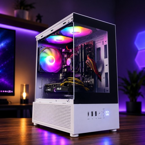 Argb white gaming desktop - white,